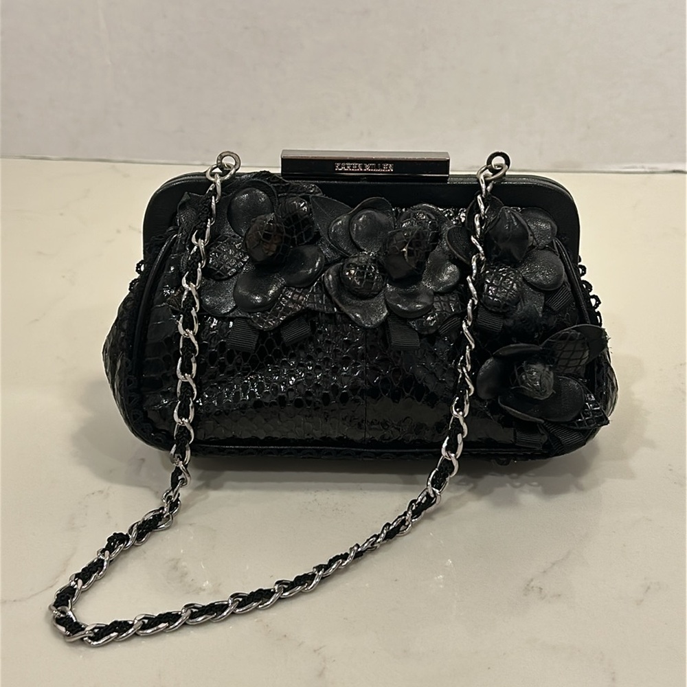 Karen Millen small black leather handbag